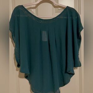 Windsor Teal Blouse with Studded Detail